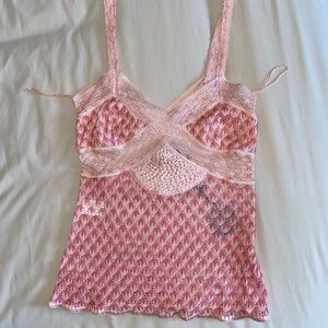 NWT MISSONI PINK CROCHET KNIT TANK TOP SZ38
